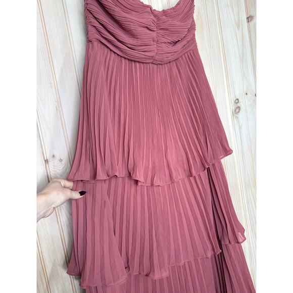 NWT Lulus Seriously Sensational Rusty Rose Strapless Tiered Maxi Dress Wedding M - Picture 4 of 8